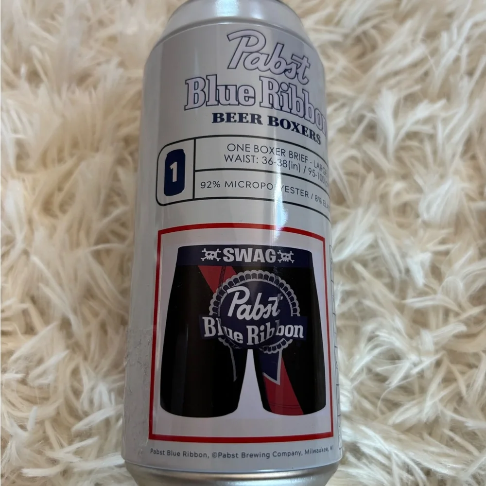 Pabst Blue Ribbon Beer Boxers in sealed  Can size Large